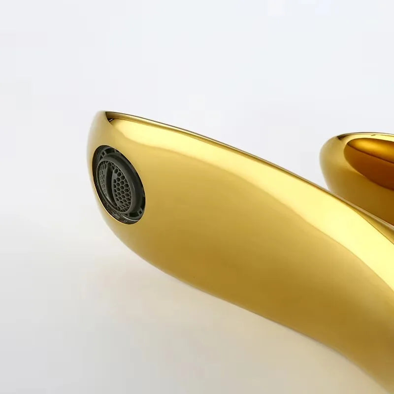 Gold/Chrome Maple Leaf Basin Faucet Tap Hot Cold Mixer Single Countertop Bathroom