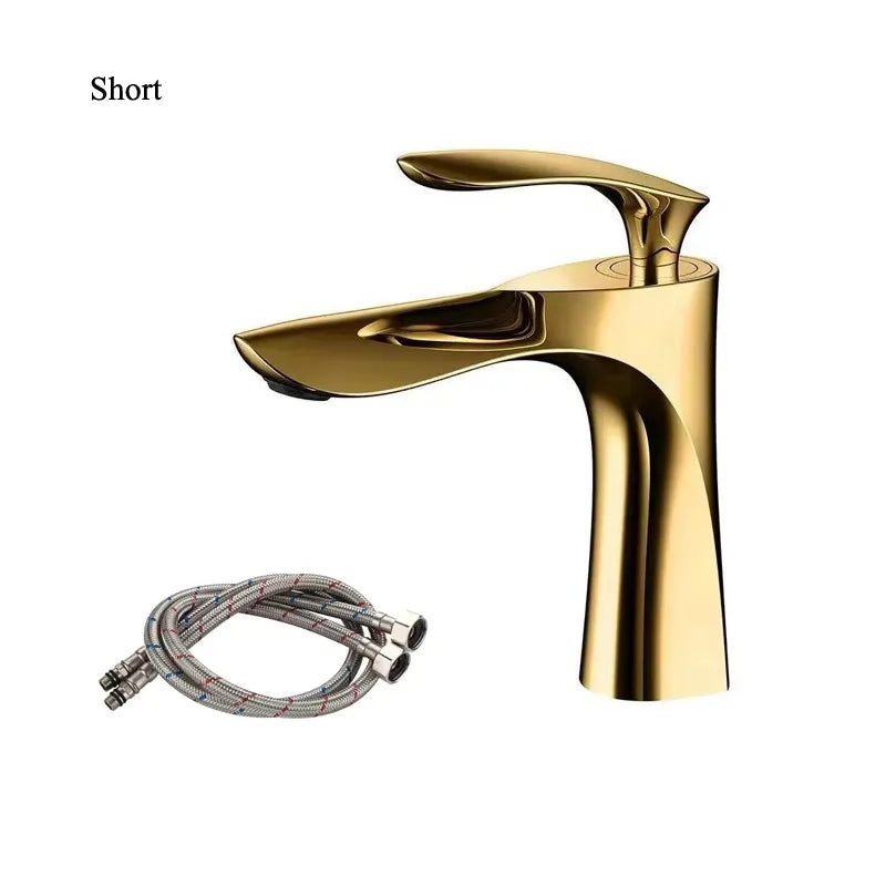 Gold/Chrome Maple Leaf Basin Faucet Tap Hot Cold Mixer Single Countertop Bathroom