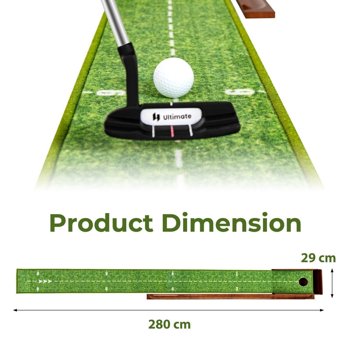 Premium Golf Putting Mat Practice Training Aid Auto Ball Return Indoor Putting Green