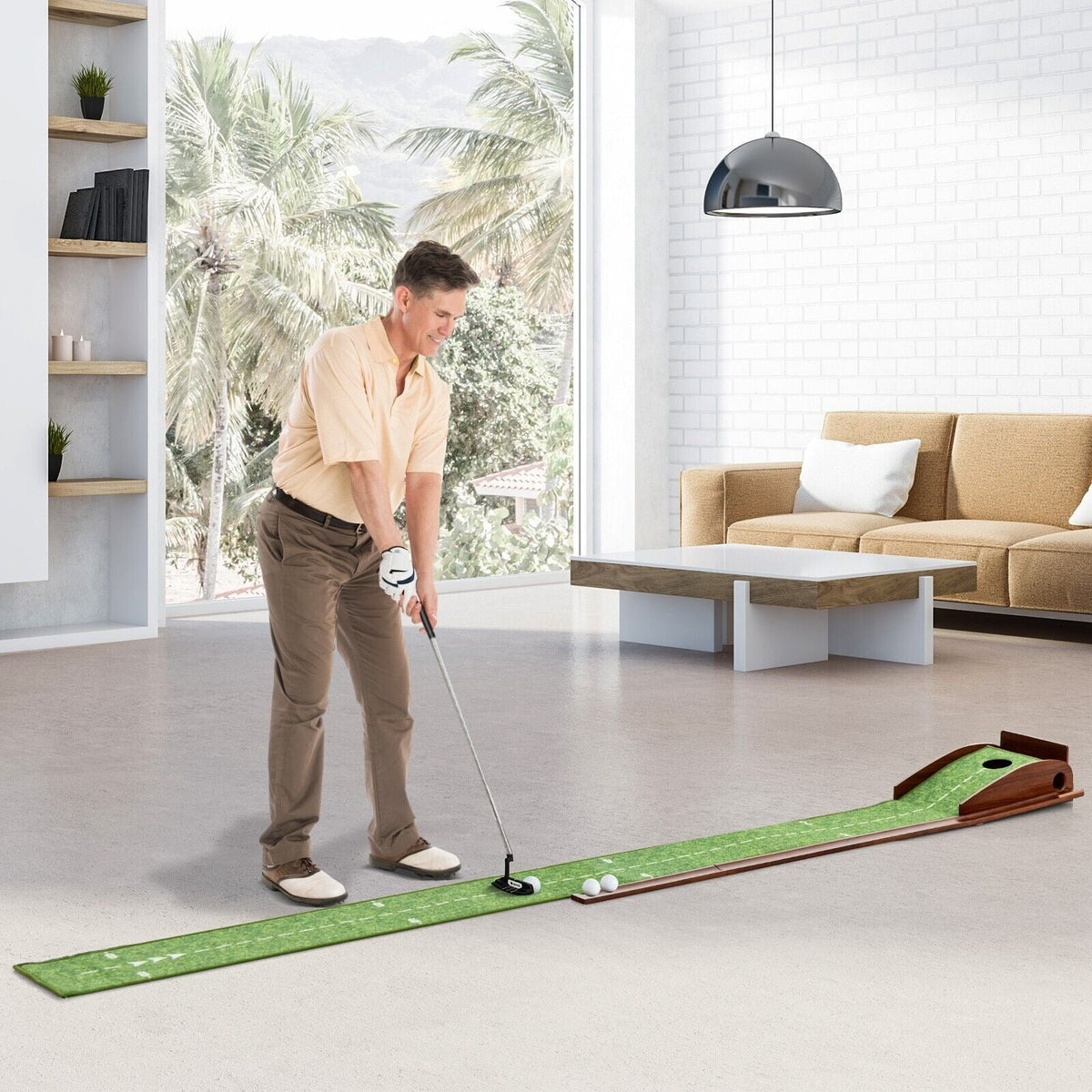 Premium Golf Putting Mat Practice Training Aid Auto Ball Return Indoor Putting Green