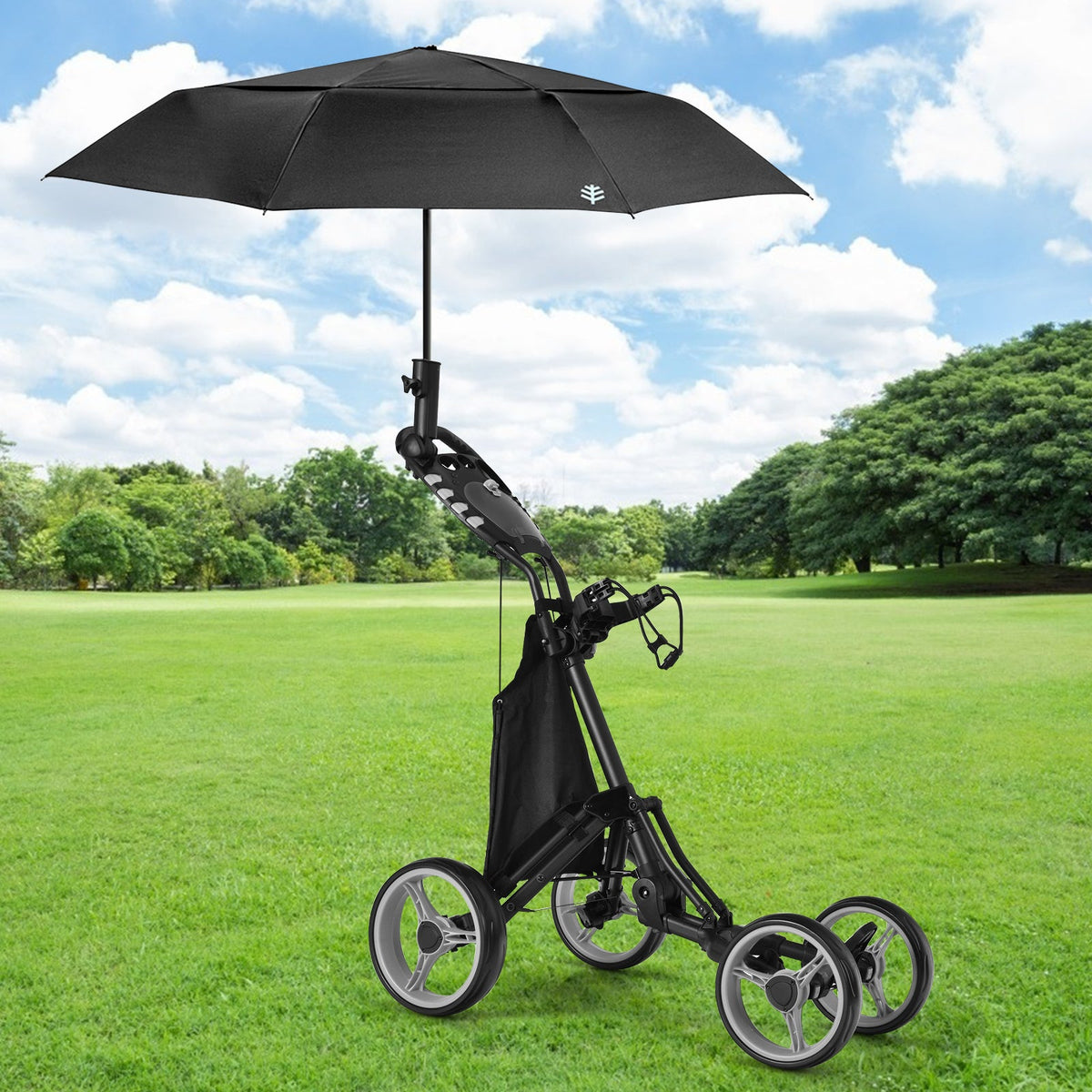 Golf Push Pull Cart with Waterproof Bag and Foot Brake-Blue
