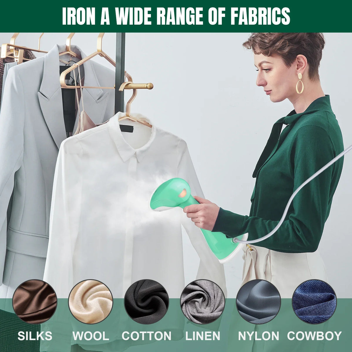 Portable Garment Steamer - Fast Heat-Up Handheld Fabric Steaming Iron