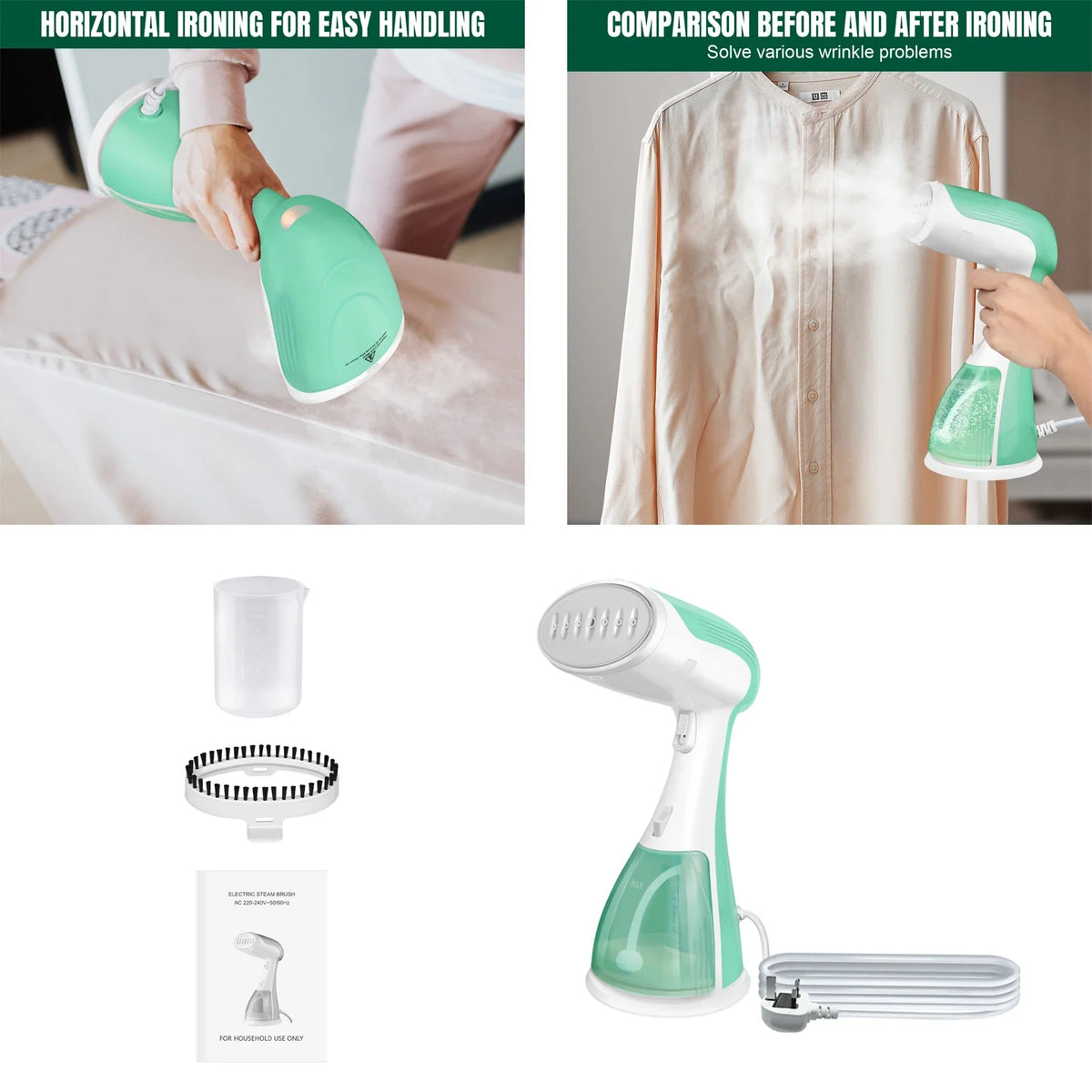 Portable Garment Steamer - Fast Heat-Up Handheld Fabric Steaming Iron