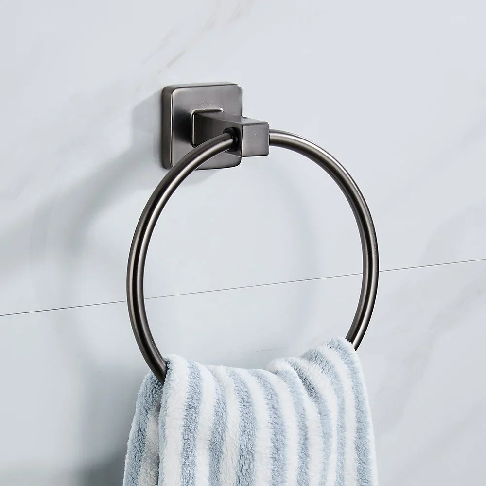 Grey Bathroom Accessories Set Robe Hook Towel Rail Toilet Roll Holder Accessory