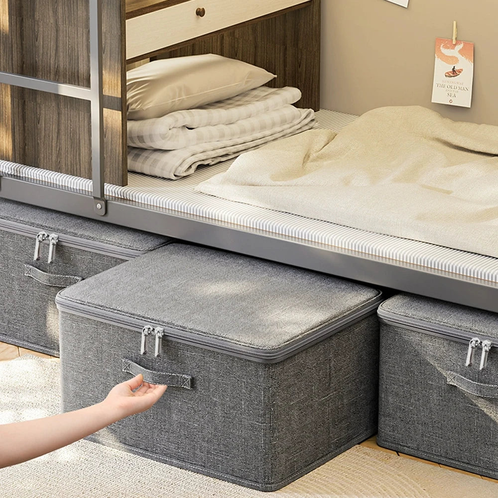 Foldable Storage Box with Zipper - Large Capacity Clothes Home Organiser Boxes