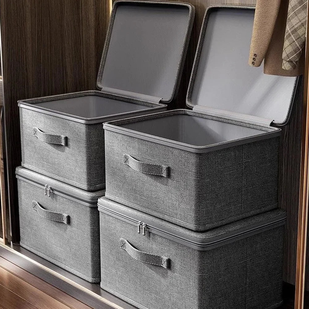 Foldable Storage Box with Zipper - Large Capacity Clothes Home Organiser Boxes