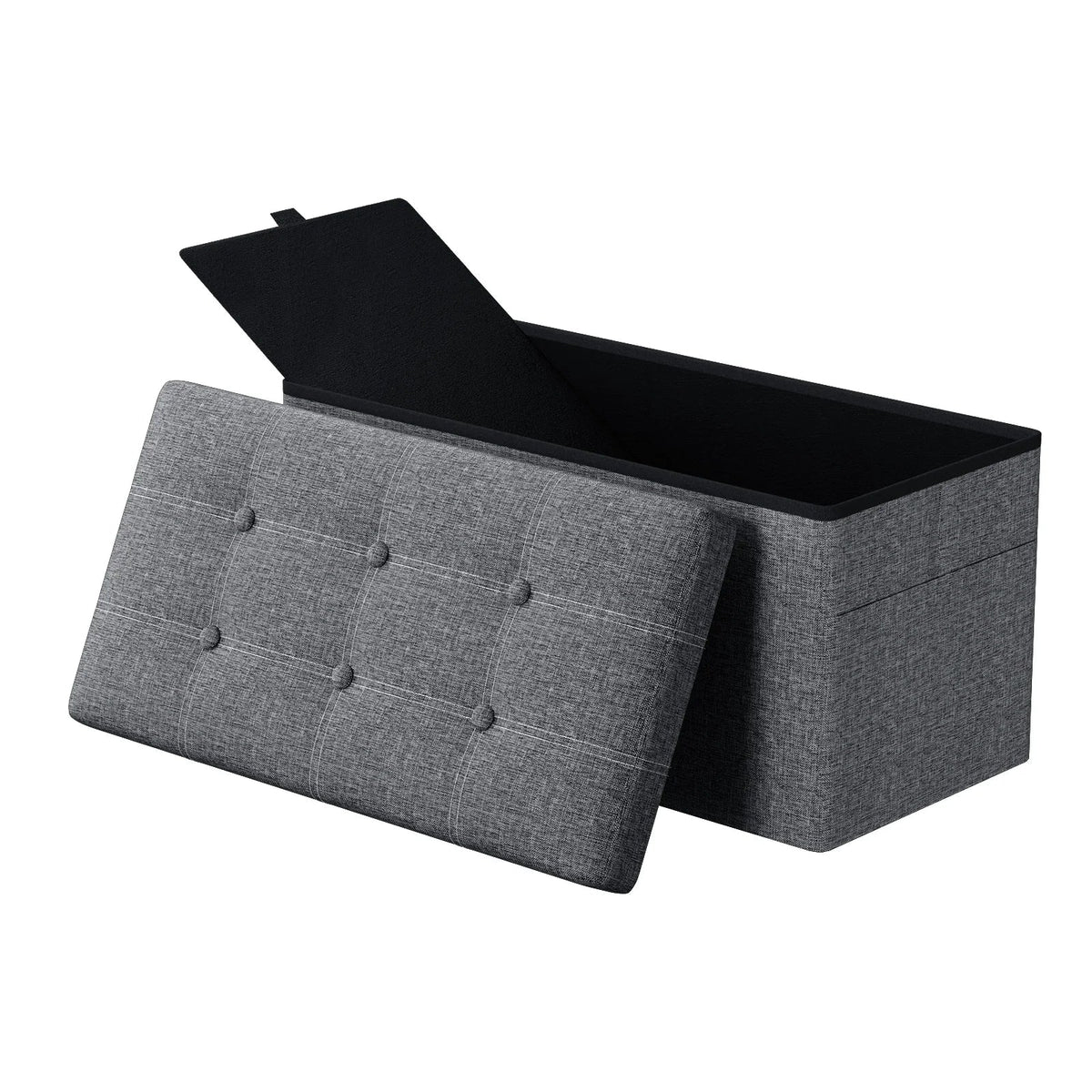 Grey Folding Storage Bench Ottoman - 76cm Modern Sturdy Storage for Living Room