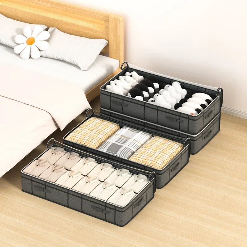 Large Underbed Storage Bag Foldable Zipper Organiser Quilts Clothes Under Bed