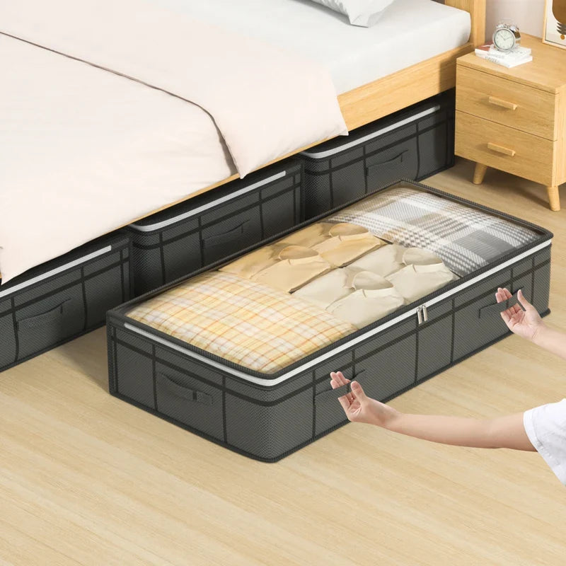 Large Underbed Storage Bag Foldable Zipper Organiser Quilts Clothes Under Bed
