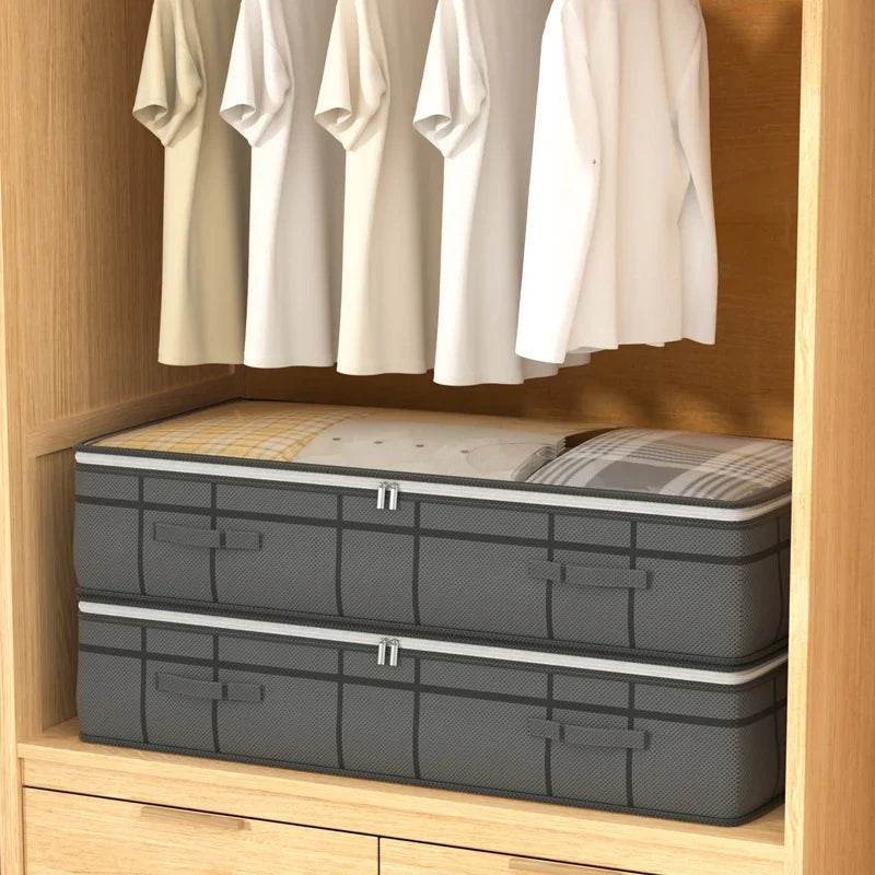 Large Underbed Storage Bag Foldable Zipper Organiser Quilts Clothes Under Bed