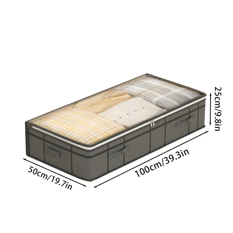 Large Underbed Storage Bag Foldable Zipper Organiser Quilts Clothes Under Bed