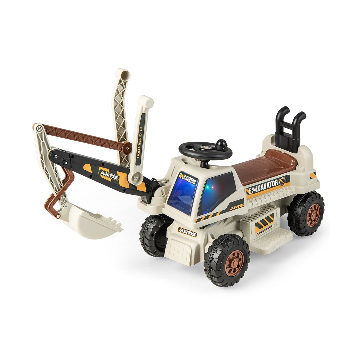 Kids Ride On Excavator with Rotating Seat and Underneath Storage-Green