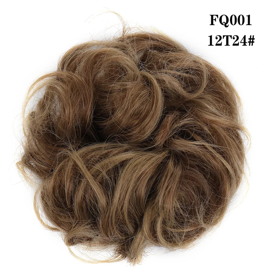 LUPU Synthetic Hair Bun Messy Scrunchies With Elastic Band Natural Fake Hair Tie Pieces Ponytail Colored Black Purple Pink Green