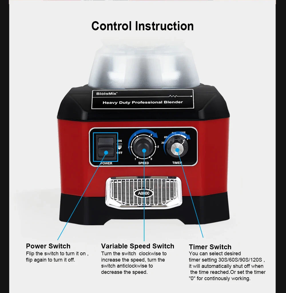 Biolomix A8800 Commercial Bar Blender | 2200W | BPA Free | 7 Year Warranty