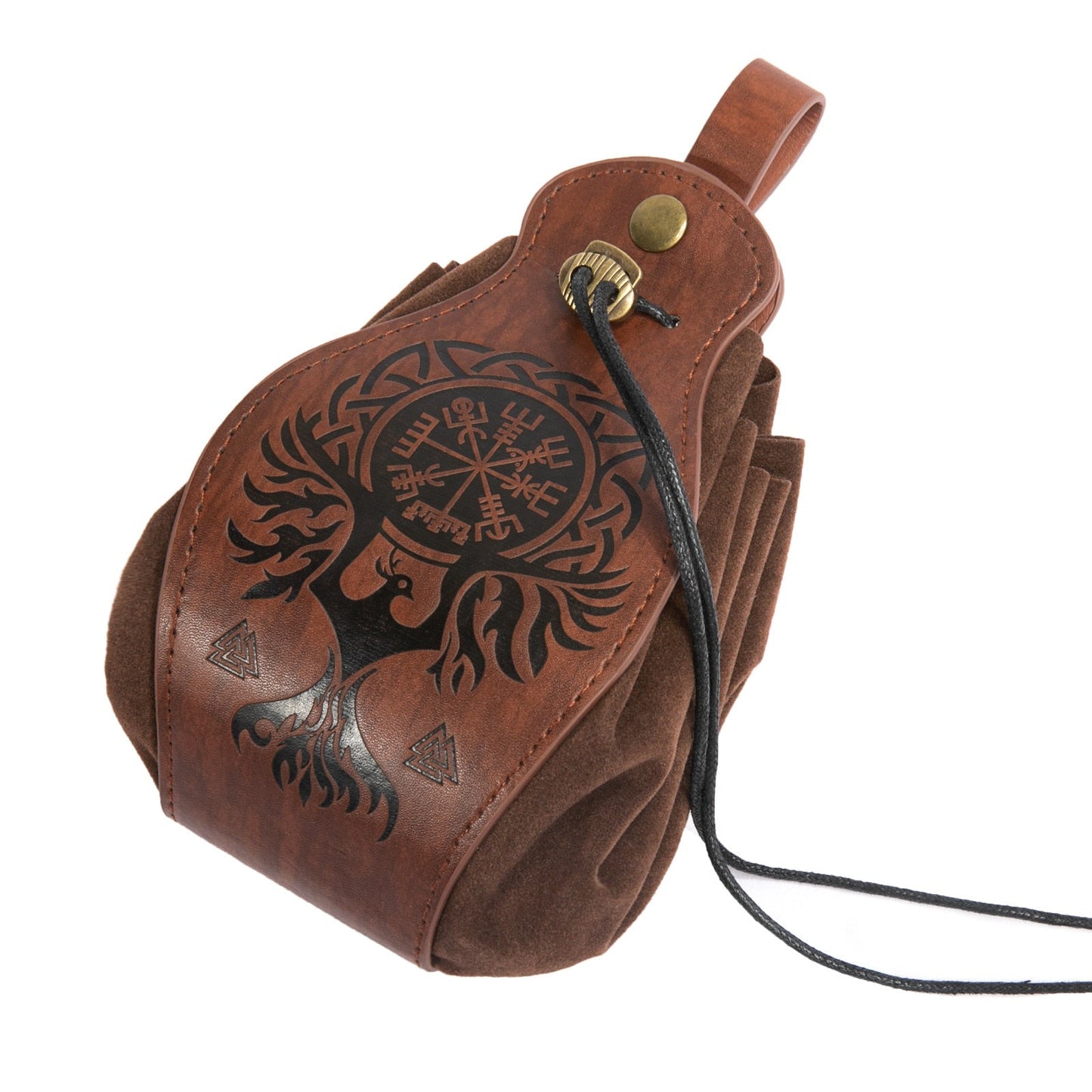 Viking Leather Drawstring Pouch | Medieval Belt Bag for Men & Women