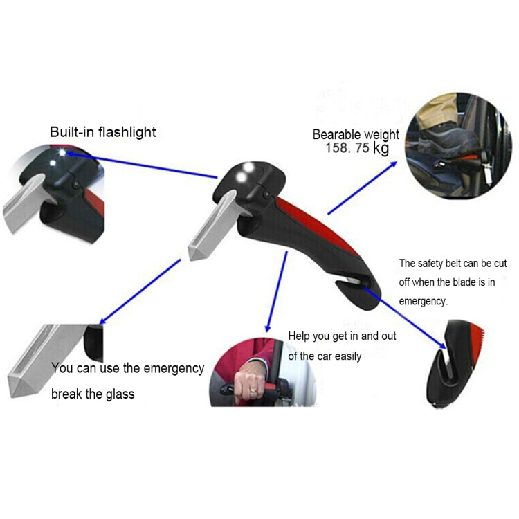Car Cane Griff Tragbare Mobilitätshilfe Taschenlampe Gurtschneider Glasbrecher Notfall-Fluchthilfewerkzeuge, 566