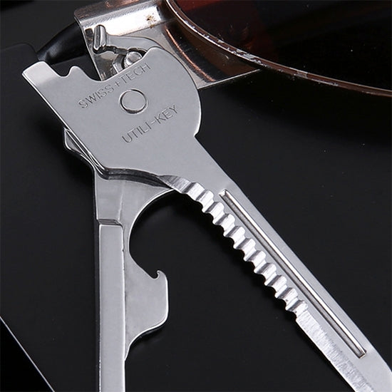 SWISS+TECH 6-in-1 Stainless Steel Keychain Multi-Tool | Foldable Pocket Tool Key Ring