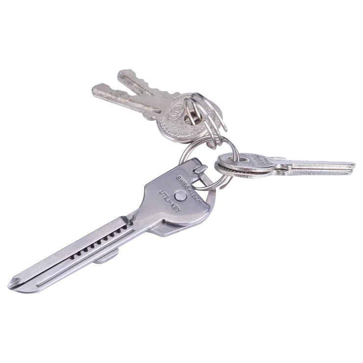 SWISS+TECH 6-in-1 Stainless Steel Keychain Multi-Tool | Foldable Pocket Tool Key Ring