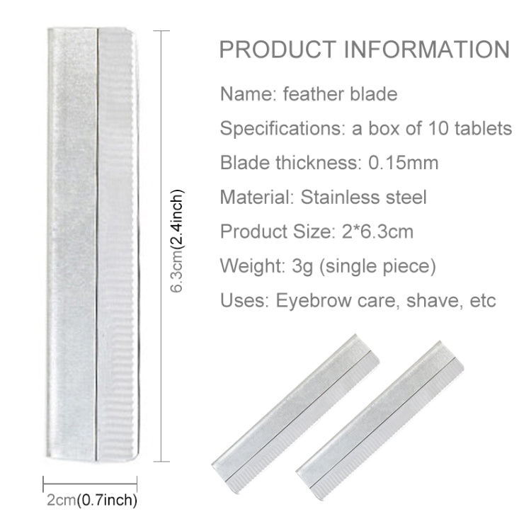 Professional Hairdressing Blades - 10 Pack Stainless Steel Eyebrow & Hair Trimmer Replacement Blades