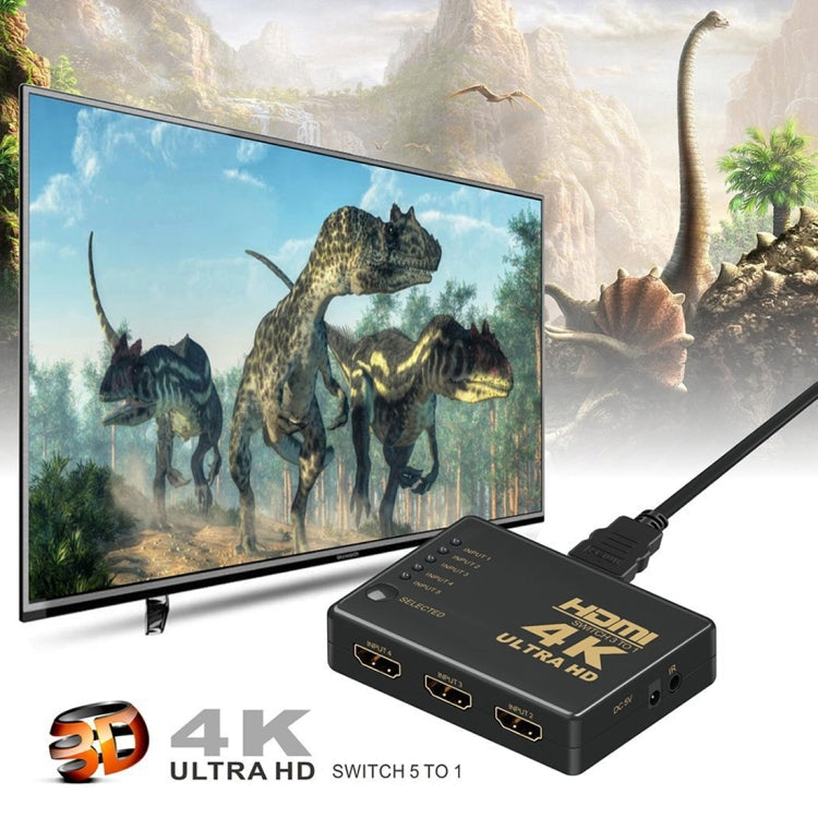 HDMI Switch 5 in 1 Out 4K with Remote Control | 5-Port HDMI Switcher