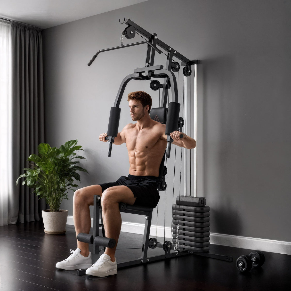 Multifunctional Home Gym Machine 45kg Weight Stack Strength Trainer Station