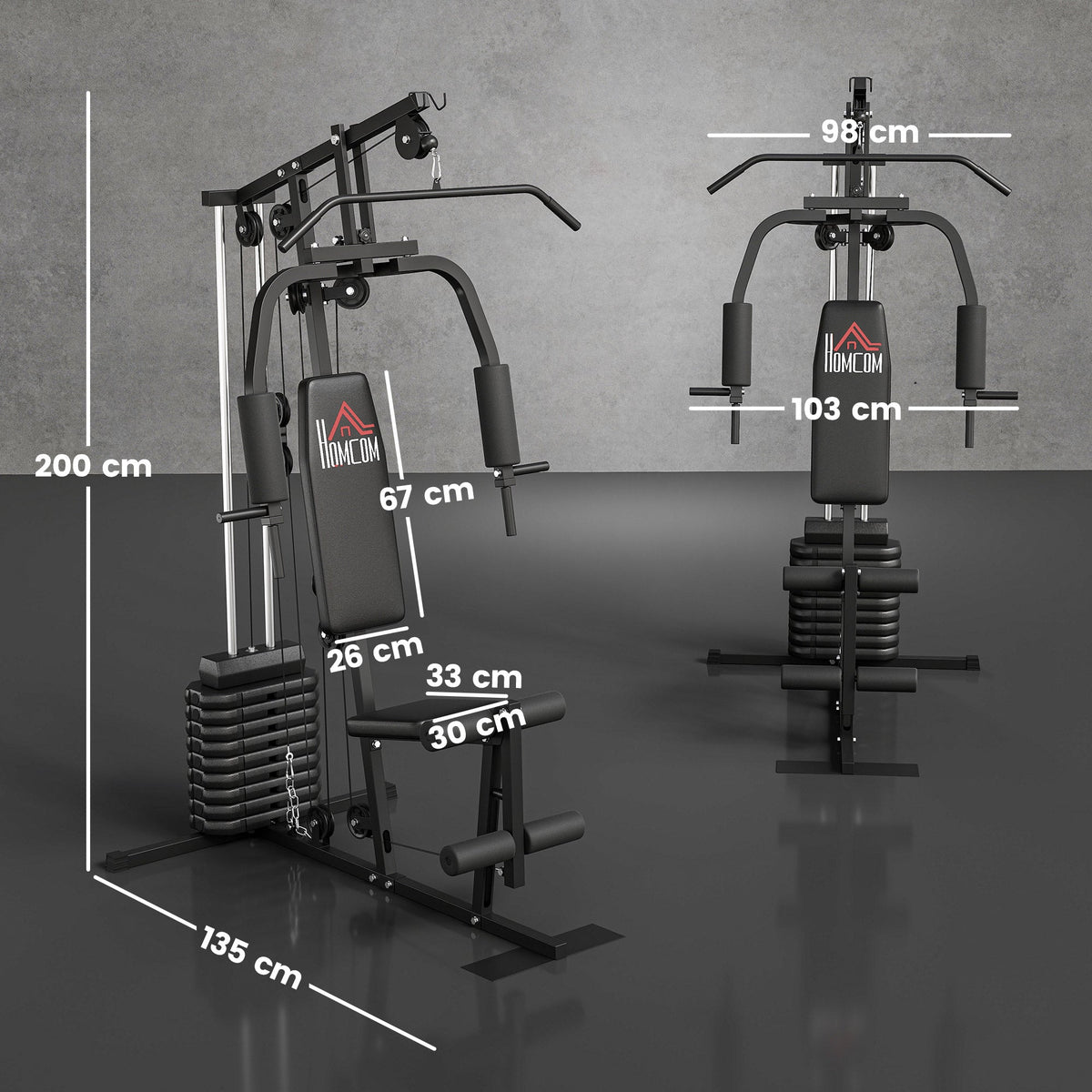 Multifunctional Home Gym Machine 45kg Weight Stack Strength Trainer Station