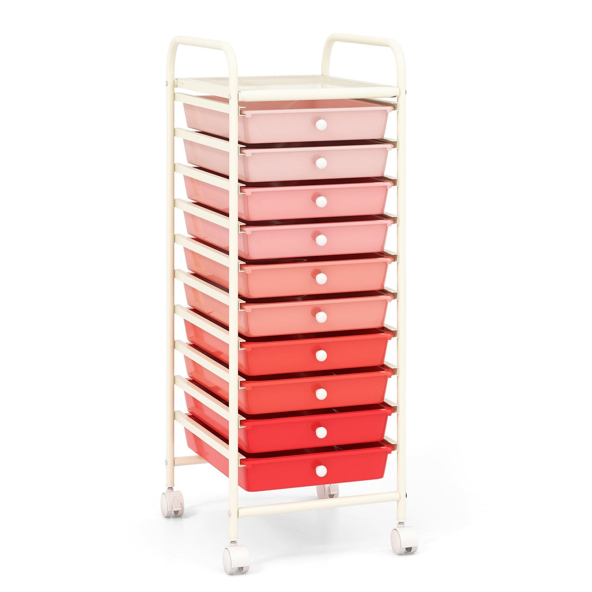 10 Drawers Mobile Storage Trolley with 4 Wheels for Beauty-Black