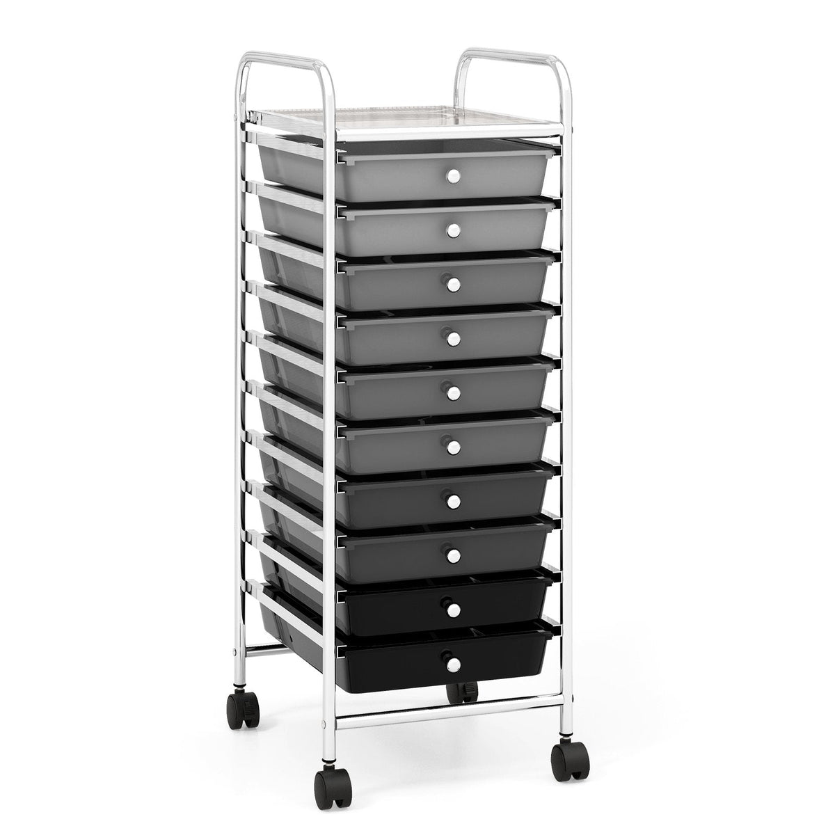 10 Drawers Mobile Storage Trolley with 4 Wheels for Beauty-Black