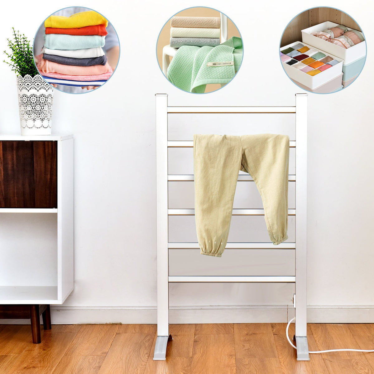 2-in-1 Electric Towel Warmer with 6 Bars