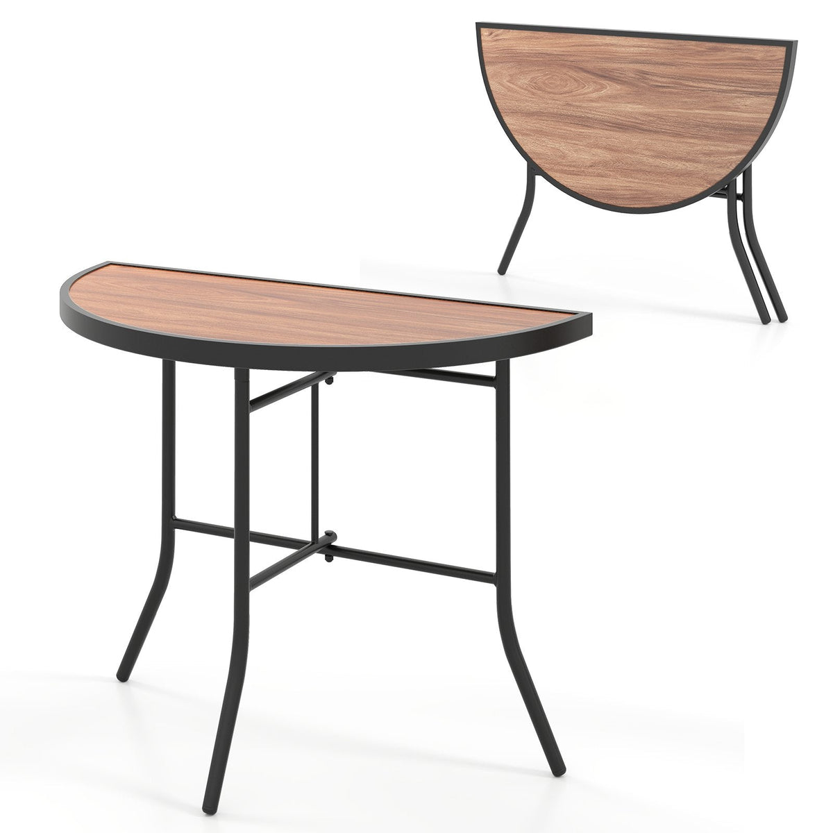 Half-Round Folding Event Table with Metal Frame