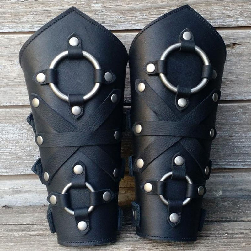 Medieval Steampunk Leather Armor Arm Warmers Viking Knight