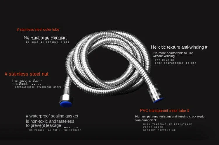 Stainless Steel Shower Hose – Flexible Replacement Pipe for Shower Head & Water Heater (1M–10M)