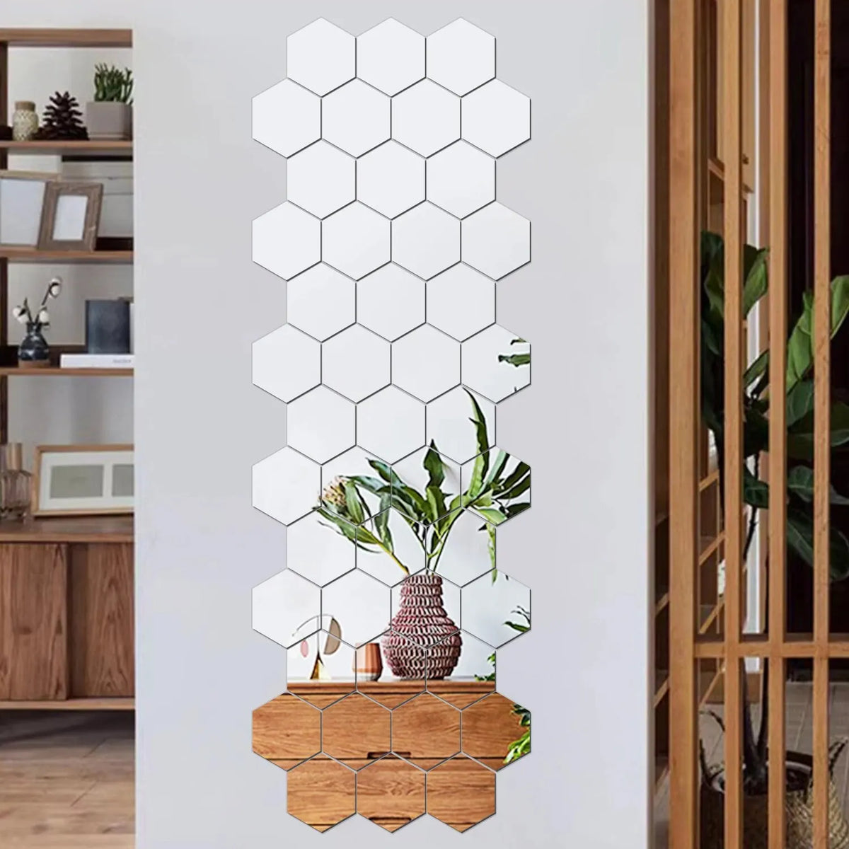 Modern Hexagon Mirror Wall Stickers - DIY Removable Geometric 3D Home Wall Sticker
