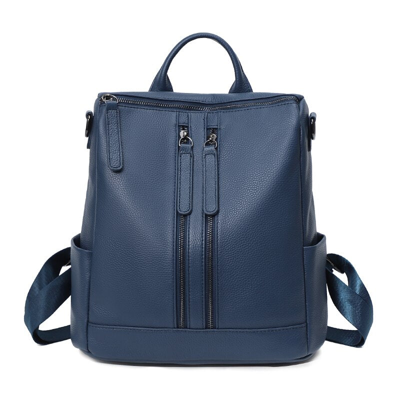 Fashion Genuine Cow Leather Backpack Women Shoulder Bags Large Capacity Schoolbag