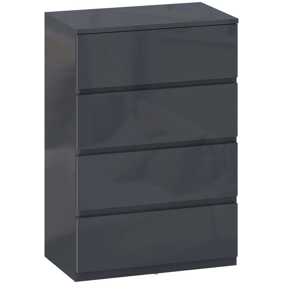 High Gloss Chest of Drawers Grey 4 Drawer Modern Storage Cabinet Dresser Grey