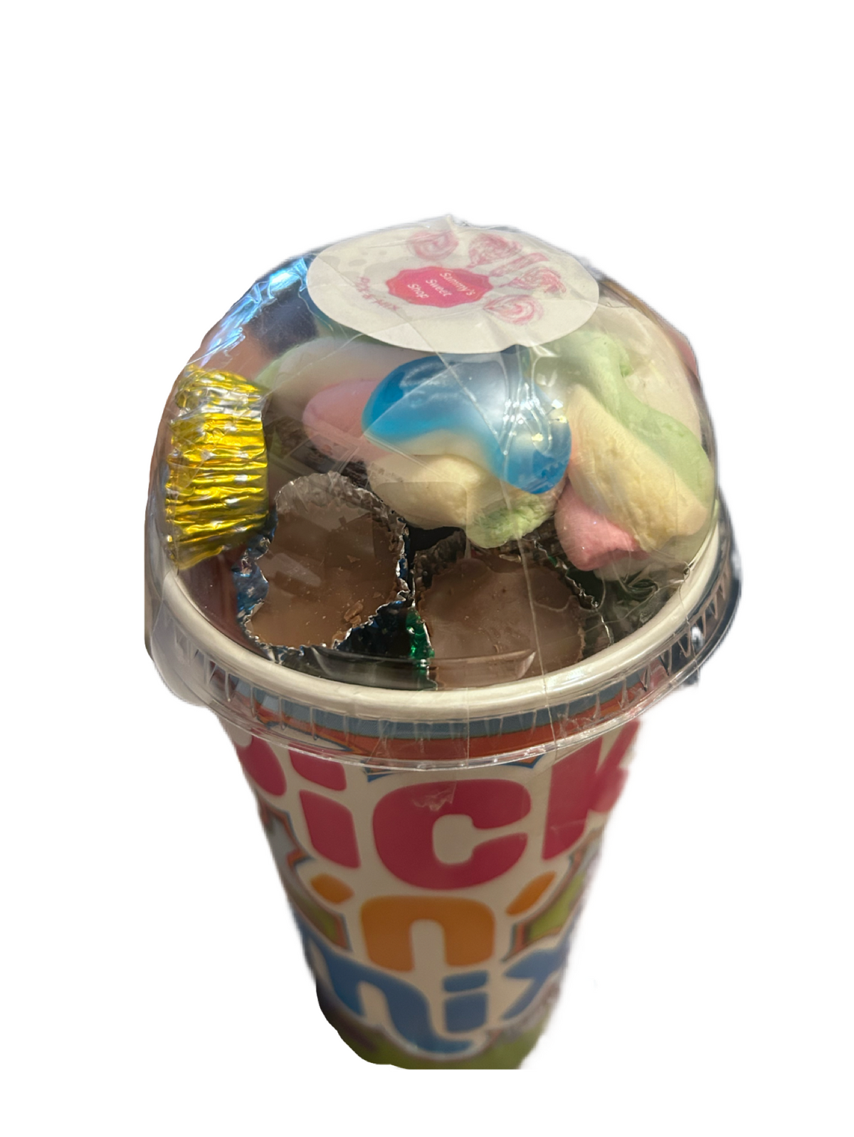 Pick-n-Mix-Becher mit Domdeckel.