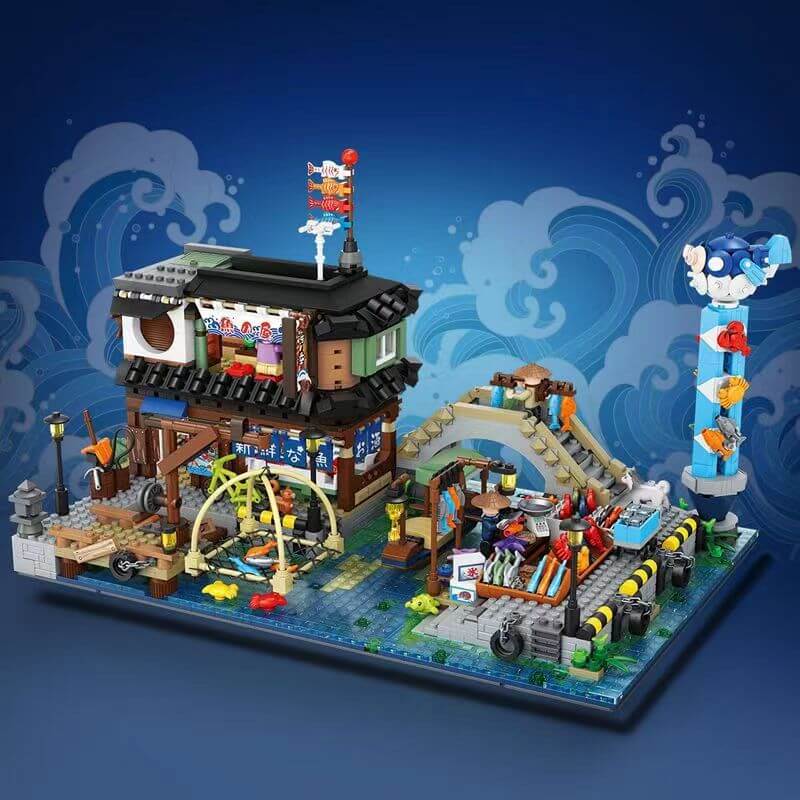 LOZ Creative Ideas Japanischer Fischstand / Fischerdocks 1049