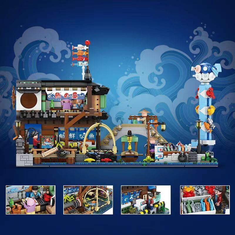 LOZ Creative Ideas Japanischer Fischstand / Fischerdocks 1049