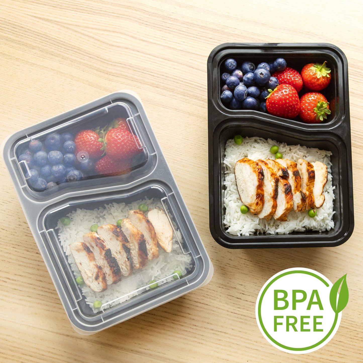 Igluu 2-Compartment Meal Prep Containers with Airtight Lids | 887ml | BPA-Free | Pack of 10