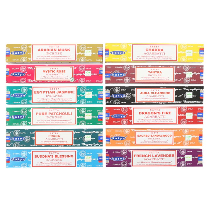 12 Packs of Assorted Fragrance Incense Sticks by Satya