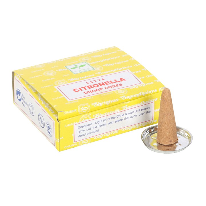12 Packs of Citronella Dhoop Incense Cones by Satya