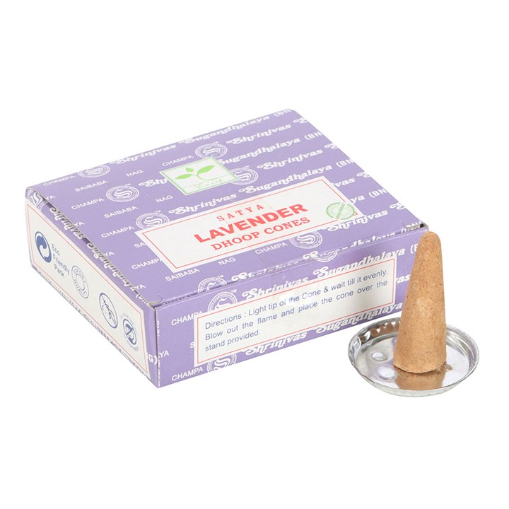 12 Packs of Lavender Dhoop Incense Cones by Satya