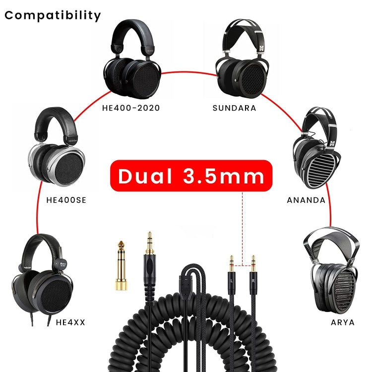 Ersatz-Audio-Spiralkabel für Denon AH-D7100 D7200 D600 D9200 D5200 – Dual 3.5mm OFC HIFI Upgrade