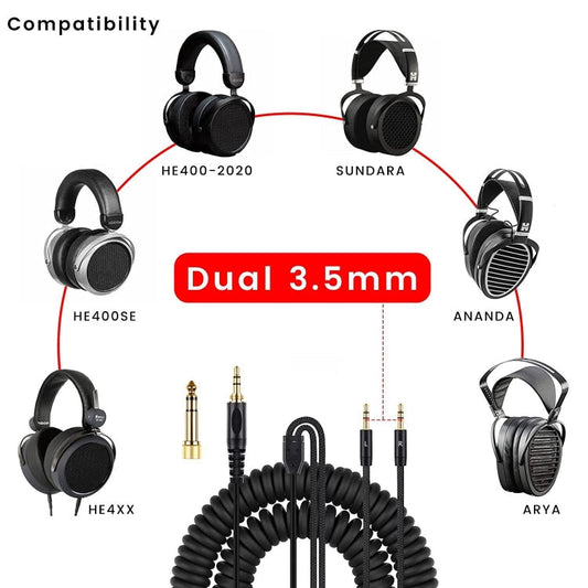 Replacement Spring Audio Cable for Denon AH-D7100 D7200 D600 D9200 D5200 – Dual 3.5mm OFC HIFI Upgrade