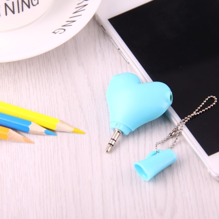 1 Stecker auf 2 Buchsen 3,5 mm Klinkenstecker Multifunktions-Herzförmiger Kopfhörer-Audio-Video-Splitter-Adapter mit Schlüsselanhänger für iPhone, iPad, iPod, Samsung, Xiaomi, HTC und andere elektronische digitale Produkte mit 3,5 mm Audio-Schnittstelle