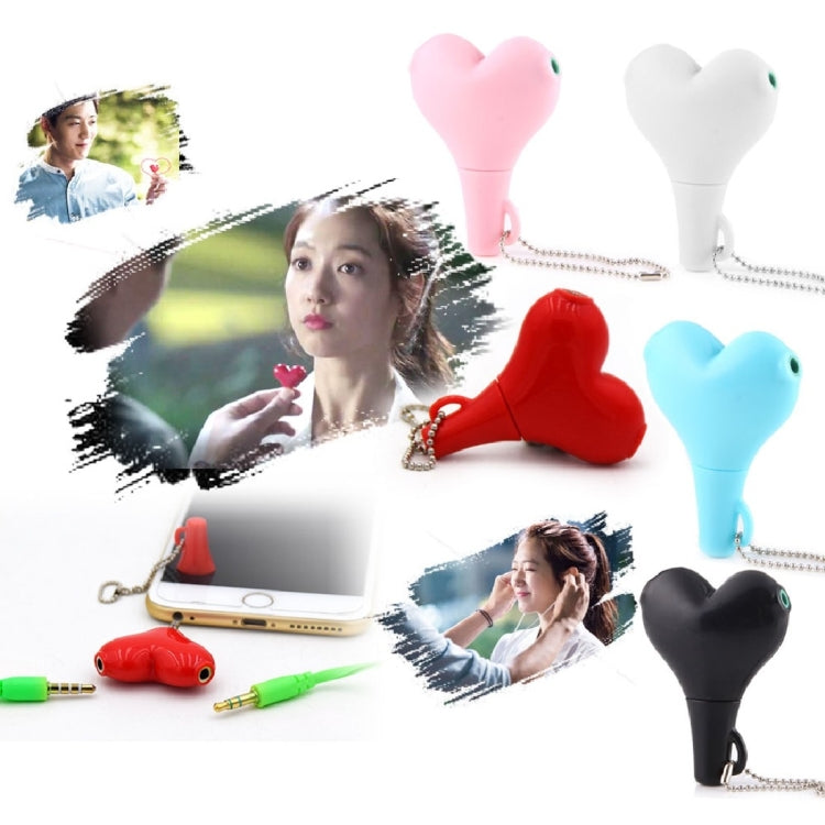 1 Stecker auf 2 Buchsen 3,5 mm Klinkenstecker Multifunktions-Herzförmiger Kopfhörer-Audio-Video-Splitter-Adapter mit Schlüsselanhänger für iPhone, iPad, iPod, Samsung, Xiaomi, HTC und andere elektronische digitale Produkte mit 3,5 mm Audio-Schnittstelle