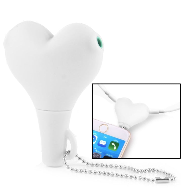 1 Stecker auf 2 Buchsen 3,5 mm Klinkenstecker Multifunktions-Herzförmiger Kopfhörer-Audio-Video-Splitter-Adapter mit Schlüsselanhänger für iPhone, iPad, iPod, Samsung, Xiaomi, HTC und andere elektronische digitale Produkte mit 3,5 mm Audio-Schnittstelle