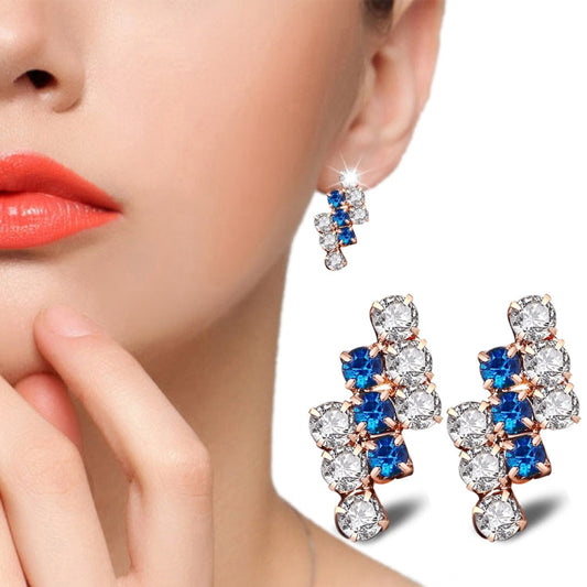 1 par de pendientes de tuerca de plata de ley con cristal geométricos irregulares, chapados en oro de 18 quilates para mujer, 21 x 9 mm, azul, rojo