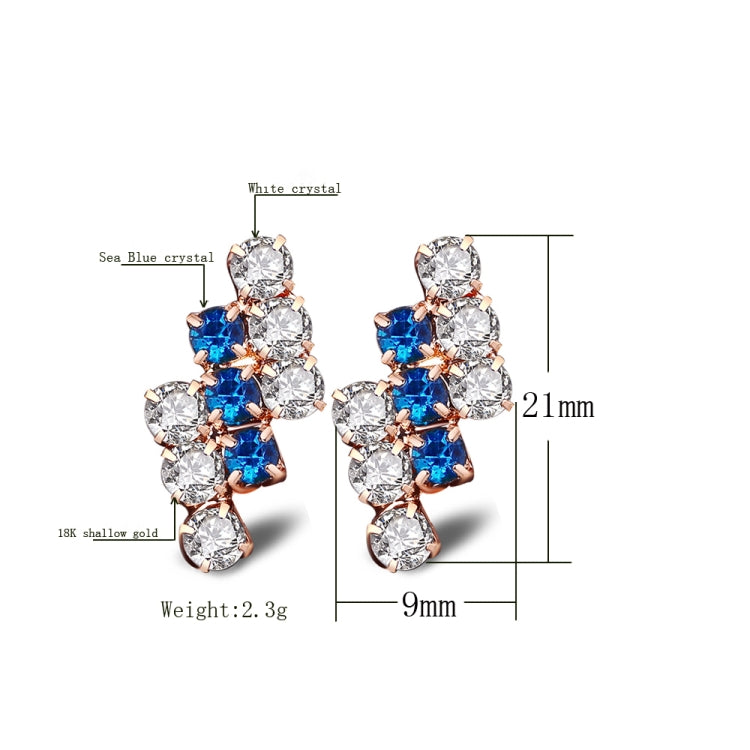 18K Gold Plated Sterling Silver Crystal Stud Earrings | Blue & Red | 1 Pair