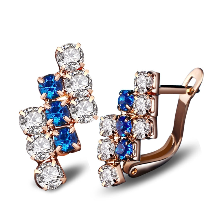 18K Gold Plated Sterling Silver Crystal Stud Earrings | Blue & Red | 1 Pair